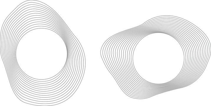 Minimalist abstract line wave deformed frames vector illustration duo in black for clean professional branding and modern editorial design layout elements.