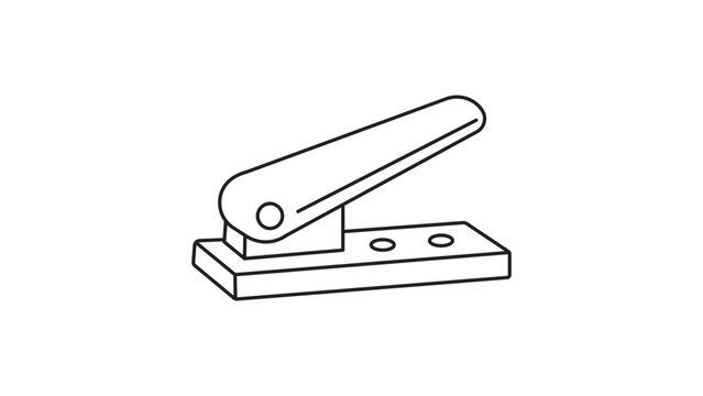Minimalist Hole Puncher Tool Line Vector Icon on White Background, Professional Office Stationery Equipment for Paper Organization and Filing, Editable Stroke Vector Illustration for Design
