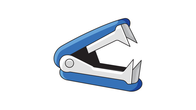 Blue Staple Remover Vector Icon with Editable Stroke. A modern flat illustration of a staple removing tool on a white background, perfect for office supplies, stationery, and business graphics.