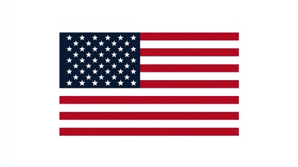 Fototapeta premium A stylized, simplified graphic design of the United States flag presented on a stark white background.