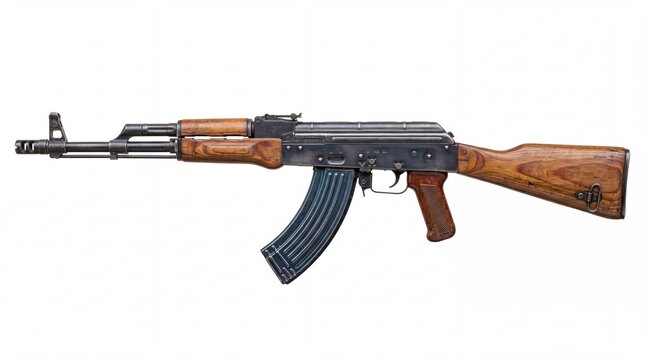 Classic ak 47 assault rifle with wooden stock