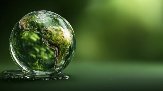Globe made of glass highlighting nature and environmental themes.