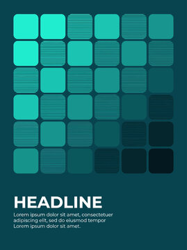 A modern graphic design template with a teal color scheme and a grid of squares