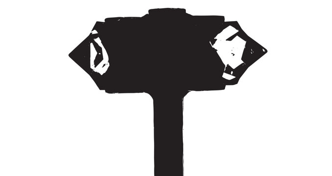 Crystal Diagonal Hammer Silhouette,Majestic battle hammer vector graphic illustration featuring sharp glowing crystal edges crafted for fantasy roleplaying games and epic legendary weapon designs.