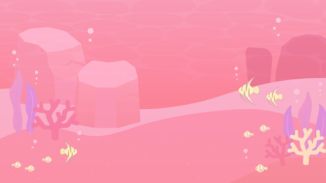 海 夏 かわいい クマノミ エンゼルフィッシュ 配信 サムネイル バナー デザイン 背景 イラスト 
