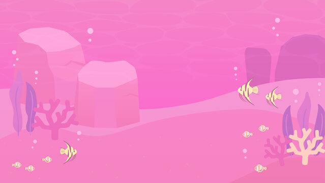 海 夏 かわいい クマノミ エンゼルフィッシュ 配信 サムネイル バナー デザイン 背景 イラスト 
