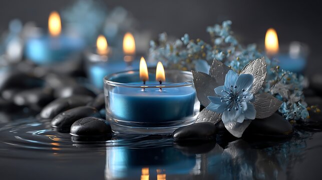 Zen Balance with Blue Candles / 青いキャンドルの禅のバランス