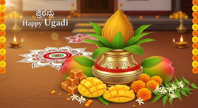 Ugadi celebration a traditional telugu and kannada new year arrangement