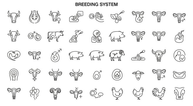 Breeding System Icons - A Comprehensive Collection of Animal Reproduction Symbols.