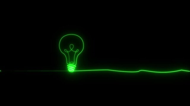 Neon Light Bulb Idea Icon Animation for UI UX on Dark Background