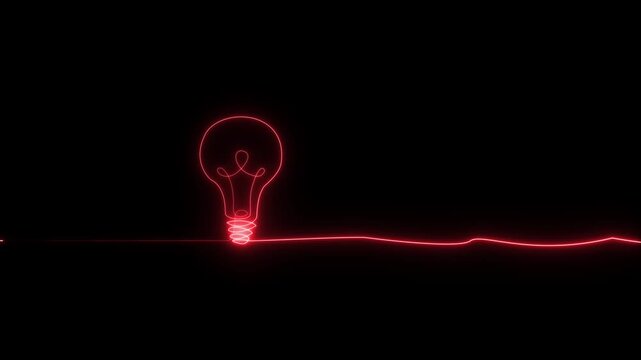 Neon Light Bulb Idea Icon Animation for UI UX on Dark Background