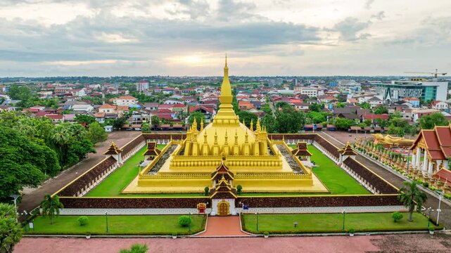 Time lapse of Pha That Luang Vientiane, Laos.