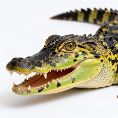 Fototapeta premium Young Crocodile with Open Mouth and Sharp Teeth