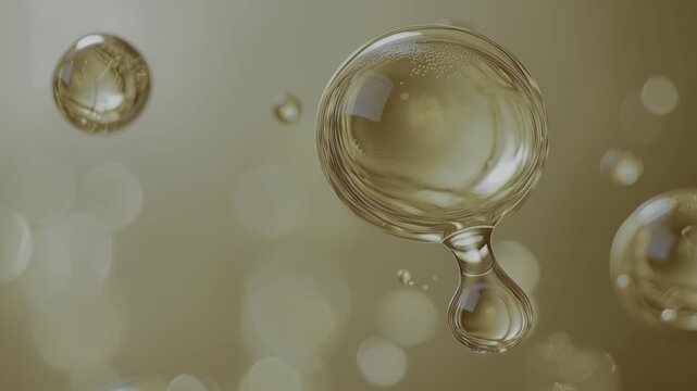 Airy Bubbles Floating Above a Soft Golden Background