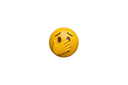 Yellow 3d emoji covering mouth feeling shy