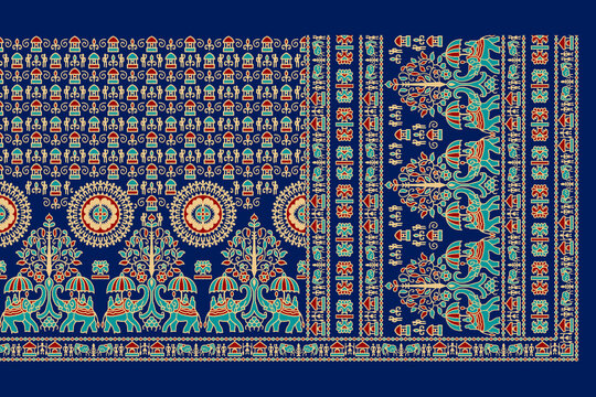 raditional Gujarati Saree Print Collection with Intricate Border and Pallu