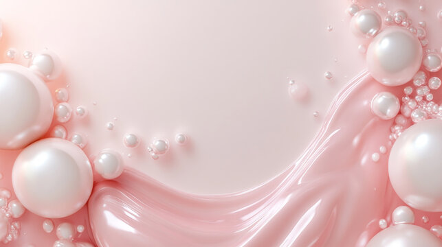 Dreamy combination of pink pearls and liquid - Generative AI