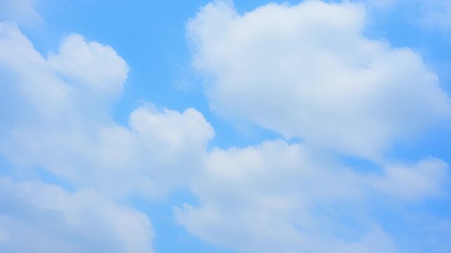 Blue sky timelapse video footage with soft white clouds drifting slowly, capturing a calm atmosphere, natural daylight, weather clarity, peaceful mood, and open space concept for nature backgrounds.
