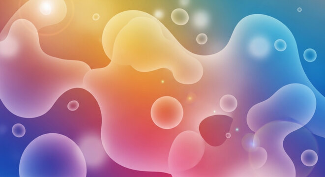 A vibrant and colorful abstract vector graphic with glowing orbs and bubbles