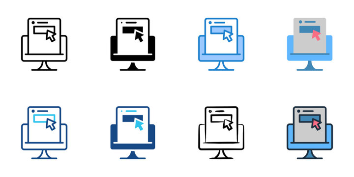 Website header icons set multiple style collection. Editable stroke 
