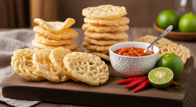 Delicious Thai fried wonton chips served.