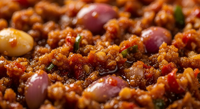 Delicious chili con carne with beans.