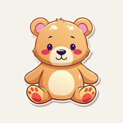 Obraz premium Cute Cartoon Teddy Bear Sticker