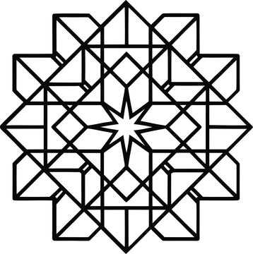 Geometric star pattern with black lines on white background