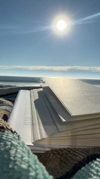 reading a book at the beach