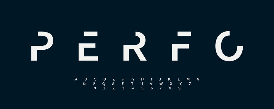 Minimalist Geometric Font Logo Alphabet Minimal Letter Set Modern Typography, Creative Typographic Design for Minimalistic Title Text, Sleek Headline, Futurist Sans Serif Fonts. Vector Typeface