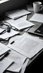 Obraz premium Work Overload Chaos Desk | Deadline Stress Business Workspace Explosion