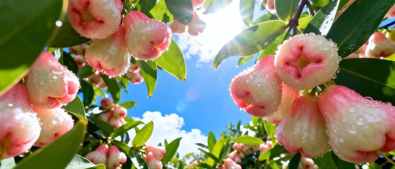 Blooming Wax Apple Flowers in Sunlit Garden