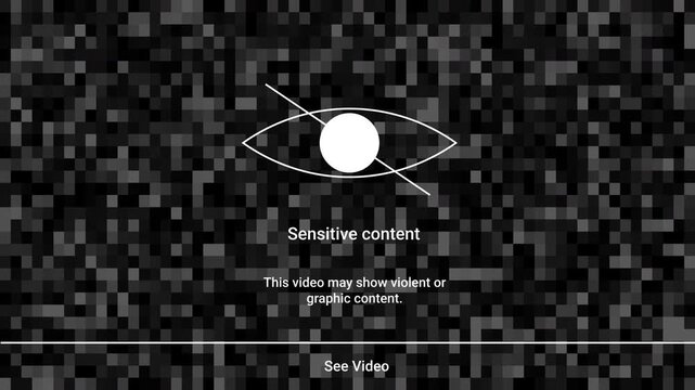 Sensitive Content. Pixel uncensored censored animation. Content Censorship with Text on blur mosaic pixel background. 