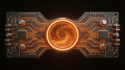 Fototapeta premium Circuit board with glowing spiral design