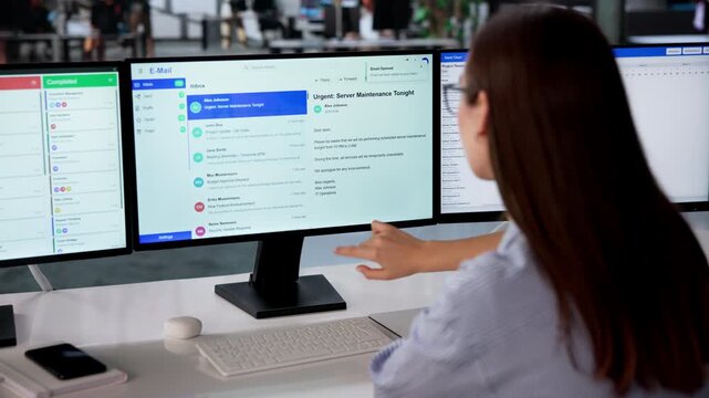 Small Business Owner Working On Computer, Checking Email