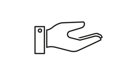Fototapeta premium Hand icon vector illustration. Open palm gesture for giving, receiving, holding, or helping. Minimalistic flat outline design graphic.