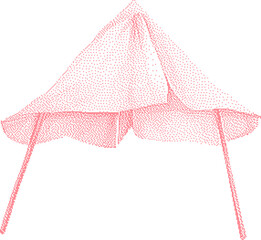 Conical Camping Tent structure with poles on white background in dot pattern style © rokeya