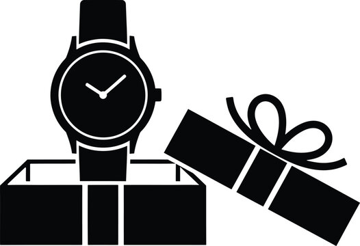 Elegant wristwatch presented in an open gift box isolated on transparent background