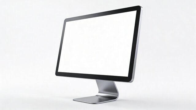  depicts a sleek, modern computer monitor with a minimalist design. The monitor features a thin black bezel surrounding a large, blank