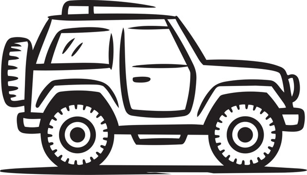 Black and white suv illustration