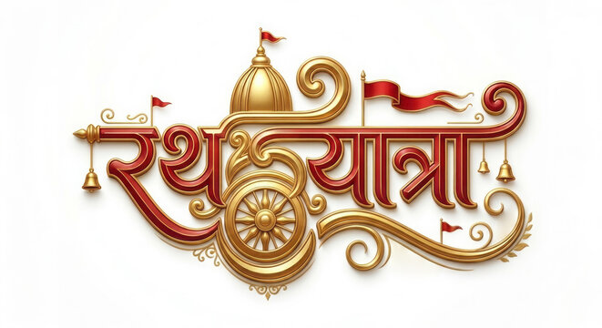 Concept for Rath yatra Hindi typography logo design.