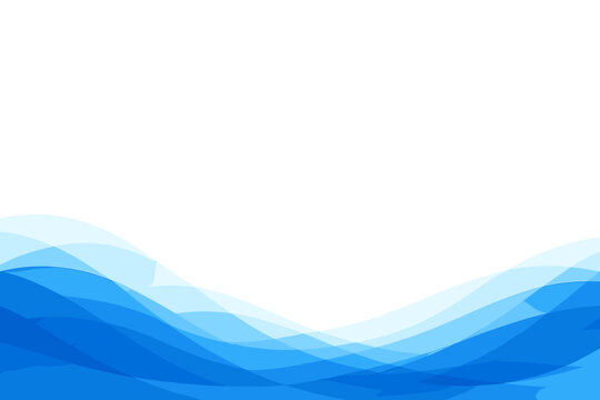 Minimalist Abstract Vector Background with Elegant Overlapping Translucent Blue Waves and Curves at the Bottom, Clean White Copy Space for Text, Modern Corporate Design for Presentation or Web.