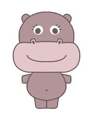 Obraz premium Hippo Hand drawing simple cartoon