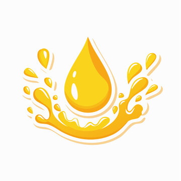 Yellow liquid drop with splashes