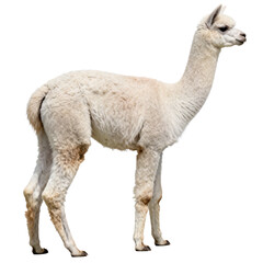 Obraz premium [Transparent Background PNG]Full Body Profile of a White Alpaca Standing