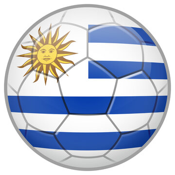 Uruguay Soccer Ball. Football Concept. National Team Flag. PNG illustration isolated on transparent background.	