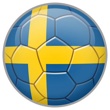 Sweden Soccer Ball. Football Concept. National Team Flag. PNG illustration isolated on transparent background.	