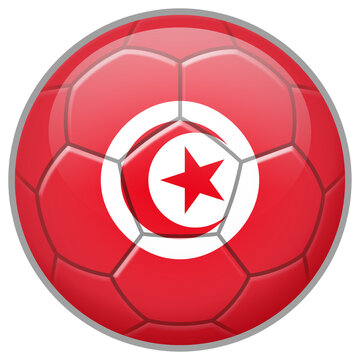 Tunisia Soccer Ball. Football Concept. National Team Flag. PNG illustration isolated on transparent background.	