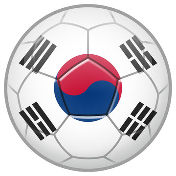 South Korea Soccer Ball. Football Concept. National Team Flag. PNG illustration isolated on transparent background.	