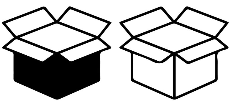 Open box icon vector set cardboard packaging symbol delivery .